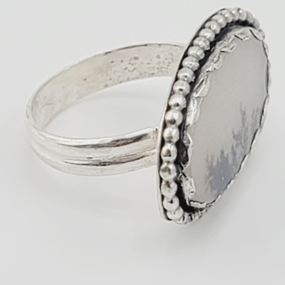 DENDRITIC AGATE RING HANDMADE IN STERLING SILVER METAL SIZE 7.5 - Picture 3 of 12